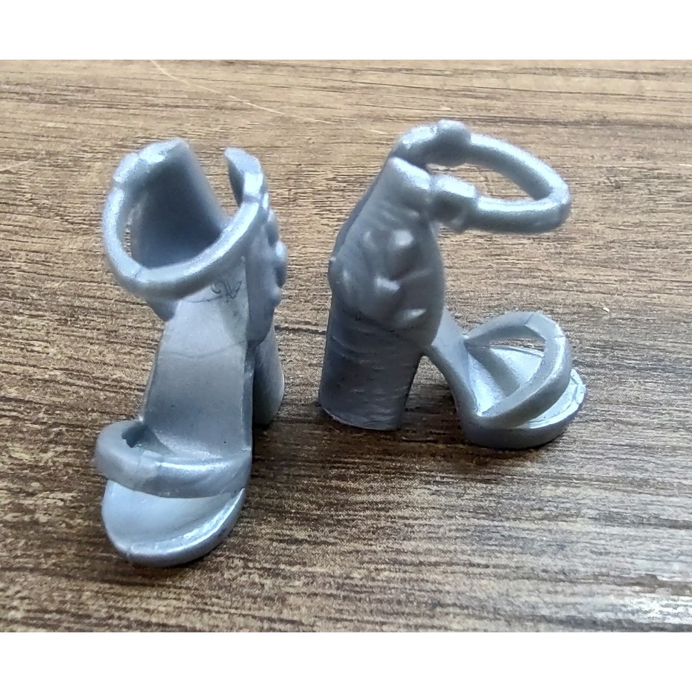Mattel Barbie Doll Shoes Silver Heels Articulated Z31